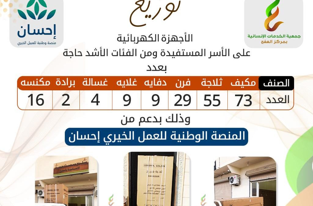 توزيع الأجهزة الكهربائية على المستفيدين